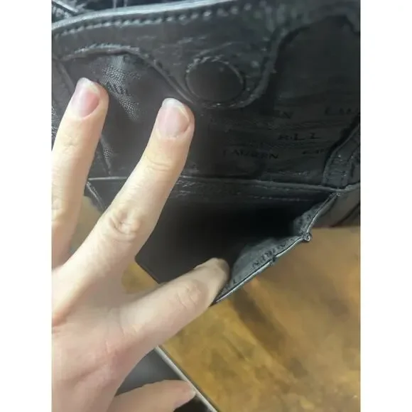 Polo Ralph Lauren Black Leather Tote Shoulder Bag Gold Hardware Classic - Picture 10 of 16